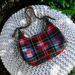 COACH plaid wool and leather purse